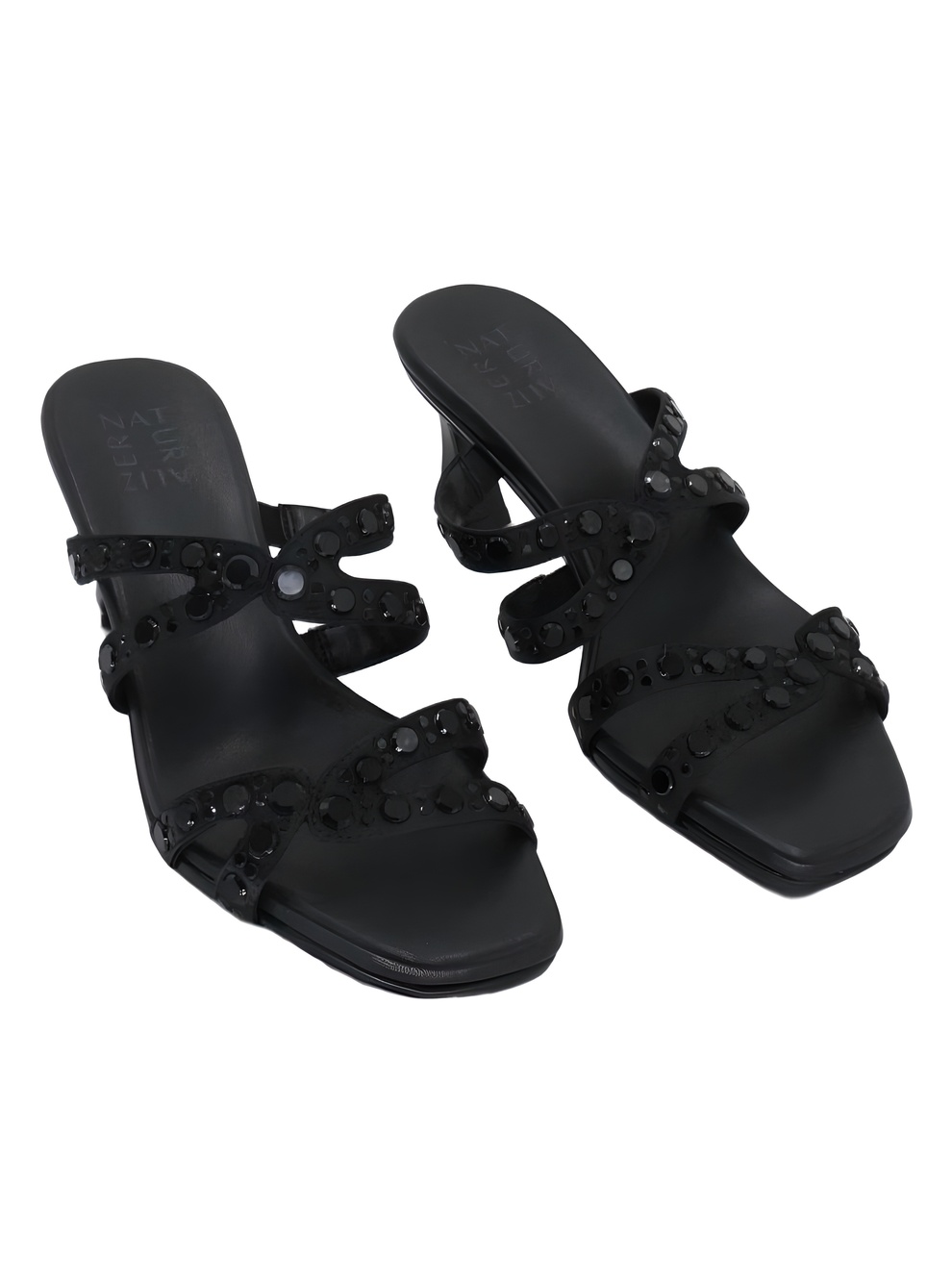 Naturalizer Kimi Black Satin Embellished Slide Sandals Size 8.5W
